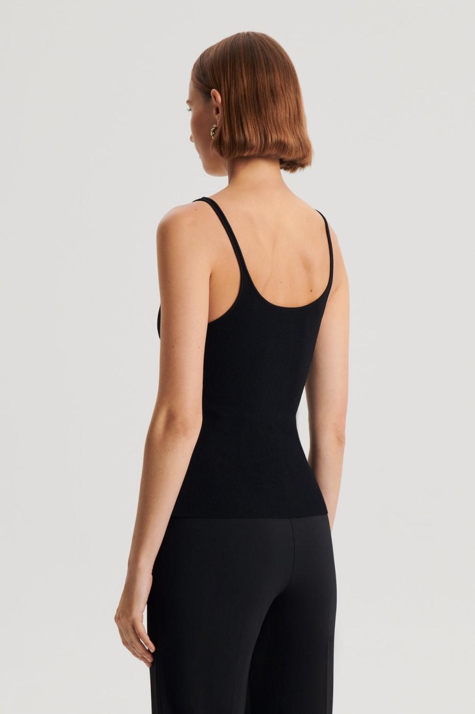 Tops | Women Scanlan Theodore CREPE KNIT RIB SINGLET Black