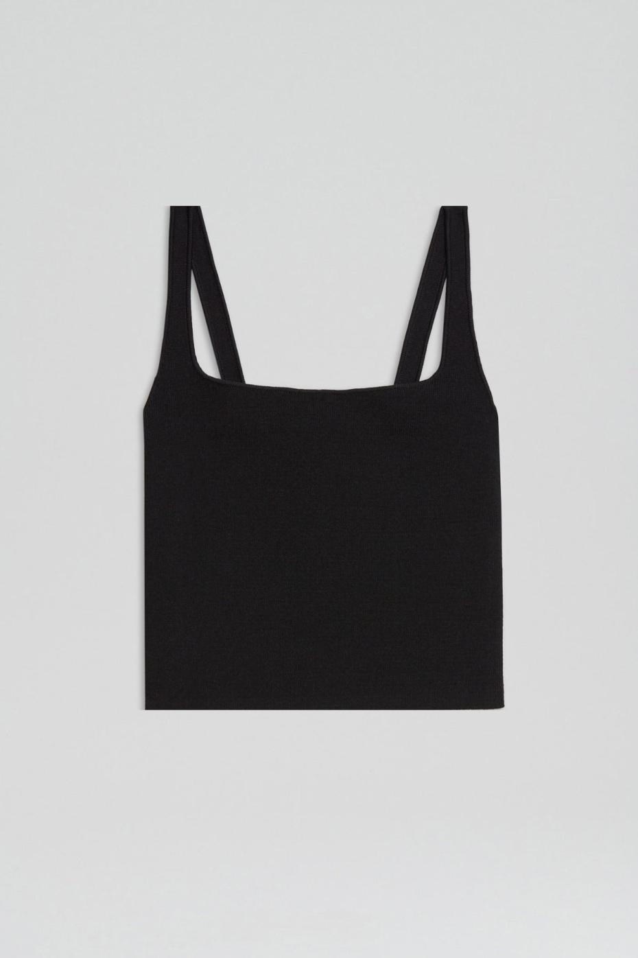 Tops | Women Scanlan Theodore CREPE KNIT SQUARE CAMISOLE Black
