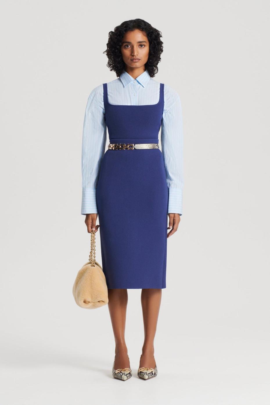 Tops | Women Scanlan Theodore CREPE KNIT SQUARE CAMISOLE Royal