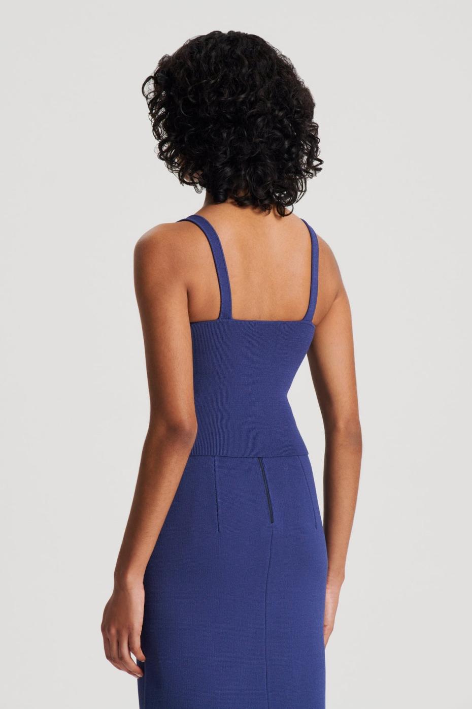 Tops | Women Scanlan Theodore CREPE KNIT SQUARE CAMISOLE Royal