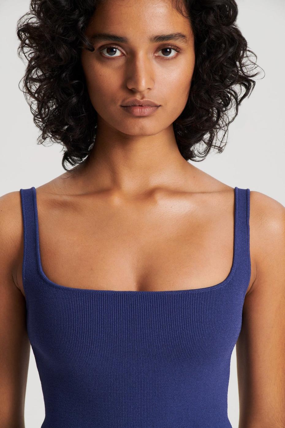 Tops | Women Scanlan Theodore CREPE KNIT SQUARE CAMISOLE Royal