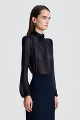 Tops | Women Scanlan Theodore FRENCH LACE BLOUSE Navy