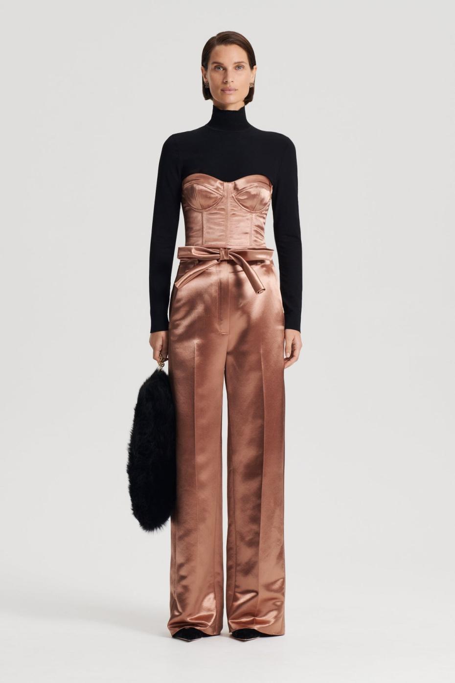 Tops | Women Scanlan Theodore FRENCH SATIN BUSTIER Cinnamon