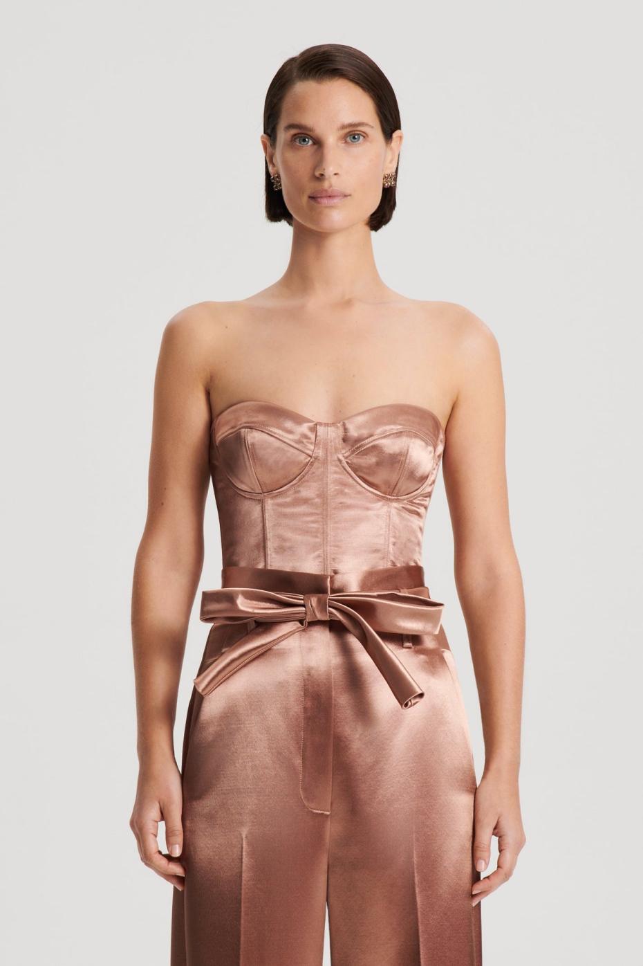 Tops | Women Scanlan Theodore FRENCH SATIN BUSTIER Cinnamon