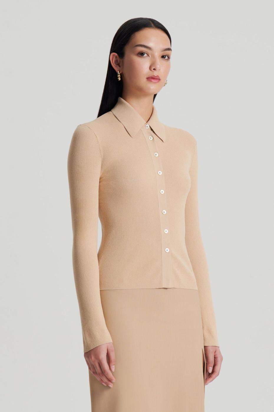 Tops | Women Scanlan Theodore KNIT SHIRT Lt.camel