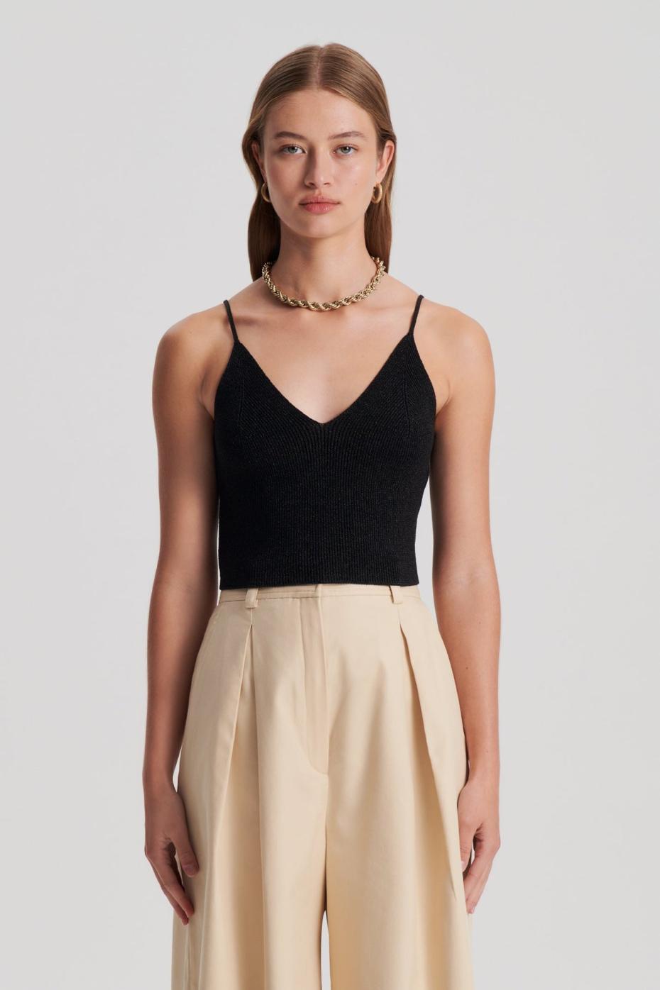 Tops | Women Scanlan Theodore METALLIC KNIT CAMISOLE Black