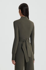 Tops | Women Scanlan Theodore MICRO CREPE WRAP SHIRT Safari