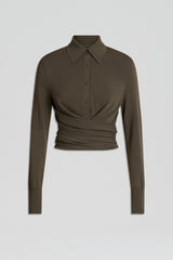 Tops | Women Scanlan Theodore MICRO CREPE WRAP SHIRT Safari