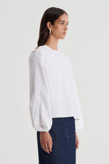 Tops | Women Scanlan Theodore PARACHUTE COTTON BUCKLE TOP White