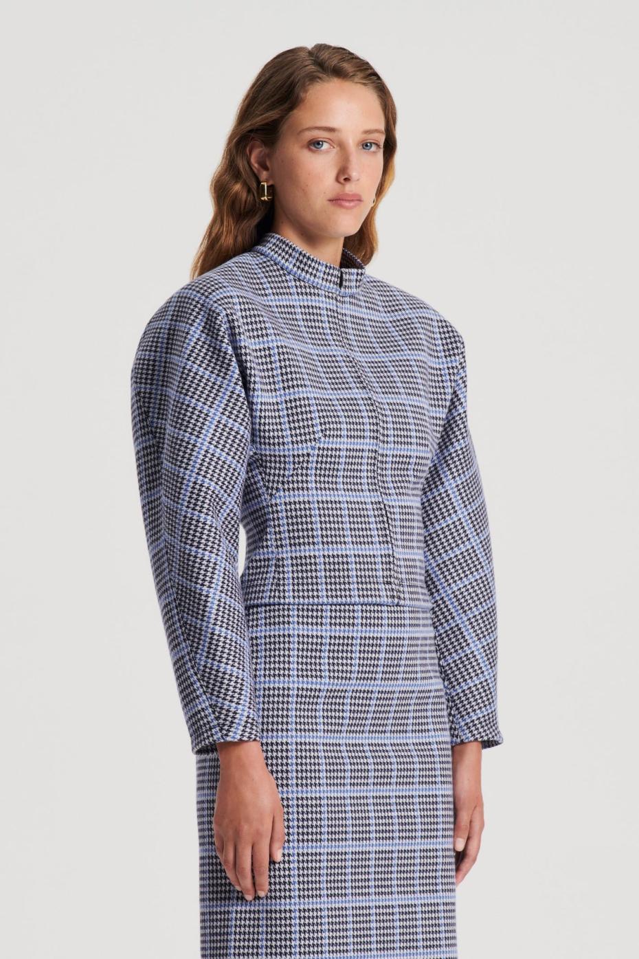 Tops | Women Scanlan Theodore PLAID SCUBA TOP Cobalt