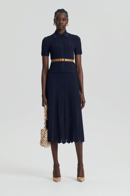 Tops | Women Scanlan Theodore PLEAT LACE SHIRT Navy