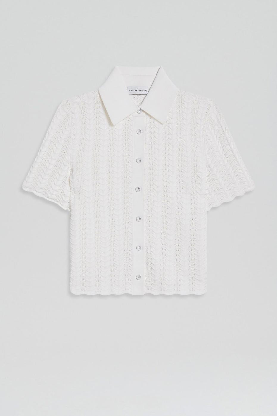 Tops | Women Scanlan Theodore PLEAT LACE SHIRT White