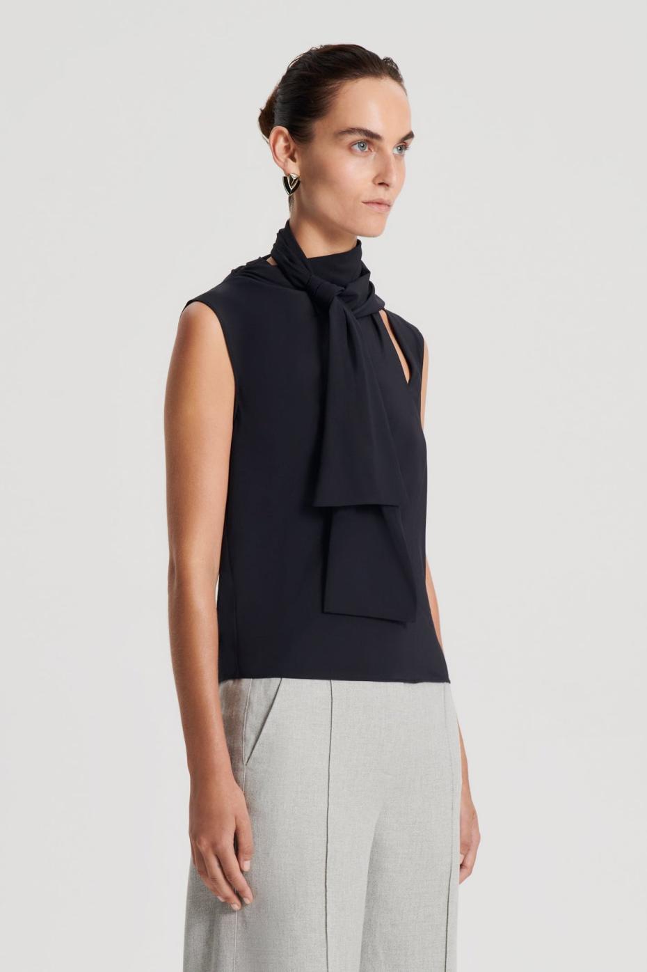 Tops | Women Scanlan Theodore SILK CRAVAT TANK Navy