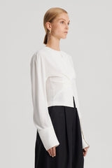 Tops | Women Scanlan Theodore SILK SATIN DRAPED TOP Creme