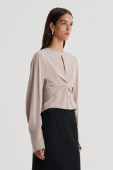 Tops | Women Scanlan Theodore SILK SATIN DRAPED TOP Mushroom