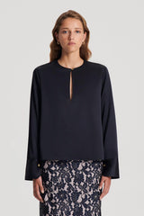 Tops | Women Scanlan Theodore SILK SATIN TOP Navy