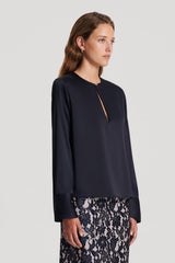 Tops | Women Scanlan Theodore SILK SATIN TOP Navy