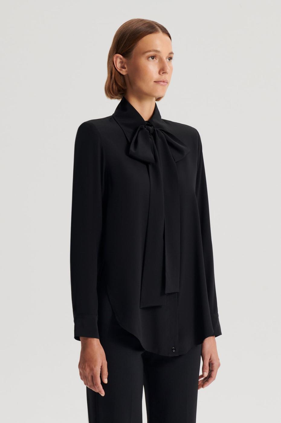 Tops | Women Scanlan Theodore SILK SHOULDER PAD SHIRT Black