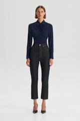 Tops | Women Scanlan Theodore SILK TIE FRONT SHIRT Navy
