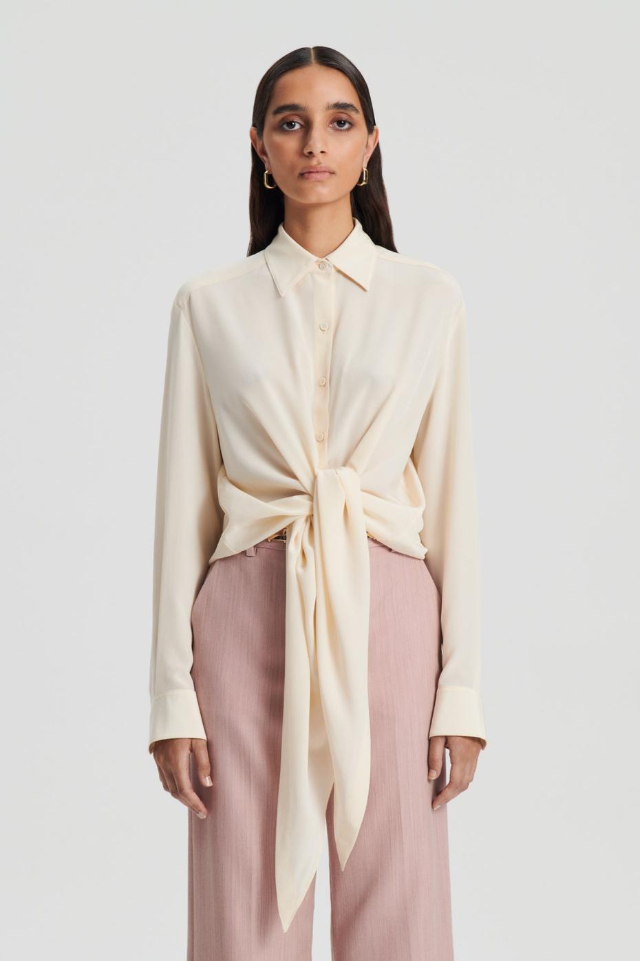 Tops | Women Scanlan Theodore SILK TIE FRONT SHIRT Oyster