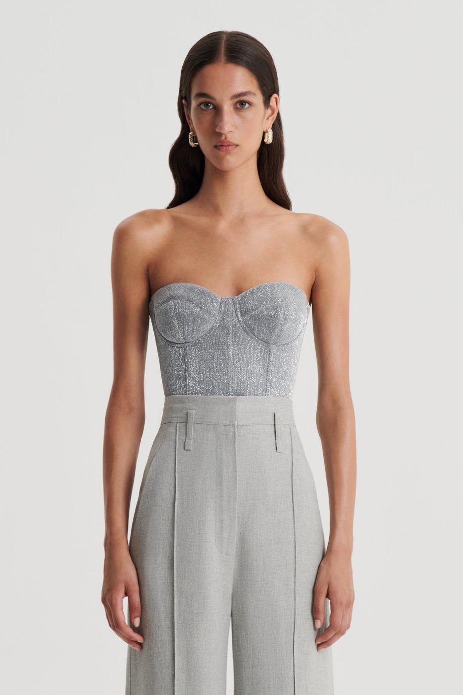 Tops | Women Scanlan Theodore TINSEL BUSTIER Silver