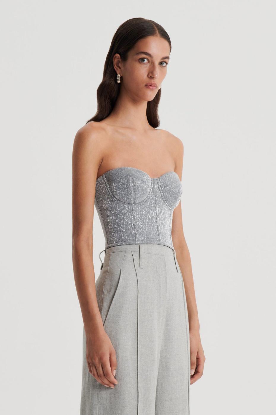 Tops | Women Scanlan Theodore TINSEL BUSTIER Silver