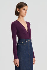 Tops | Women Scanlan Theodore TINSEL DRAPE BODYSUIT Aubergine