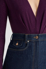 Tops | Women Scanlan Theodore TINSEL DRAPE BODYSUIT Aubergine