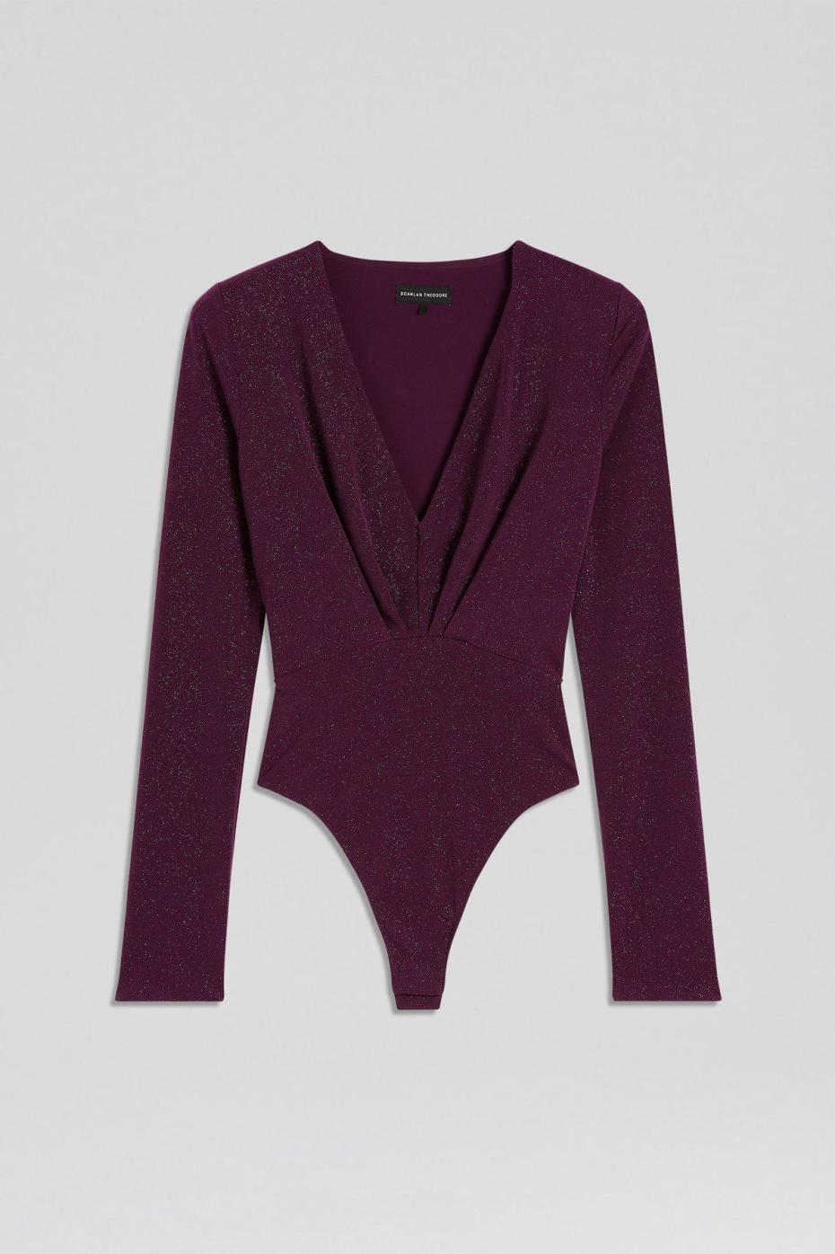 Tops | Women Scanlan Theodore TINSEL DRAPE BODYSUIT Aubergine