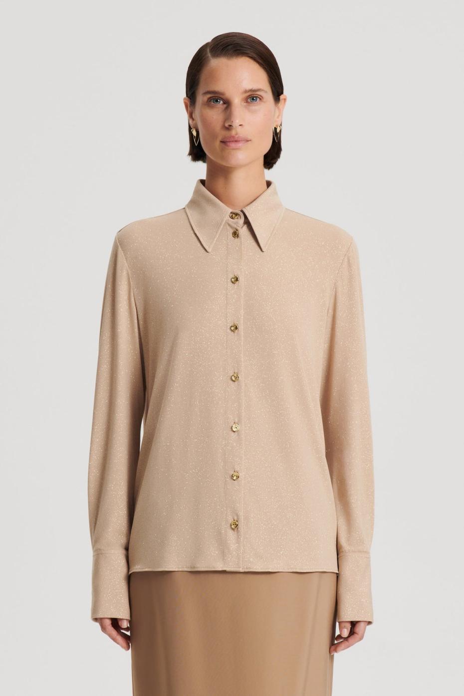 Tops | Women Scanlan Theodore TINSEL SHIRT Champagne