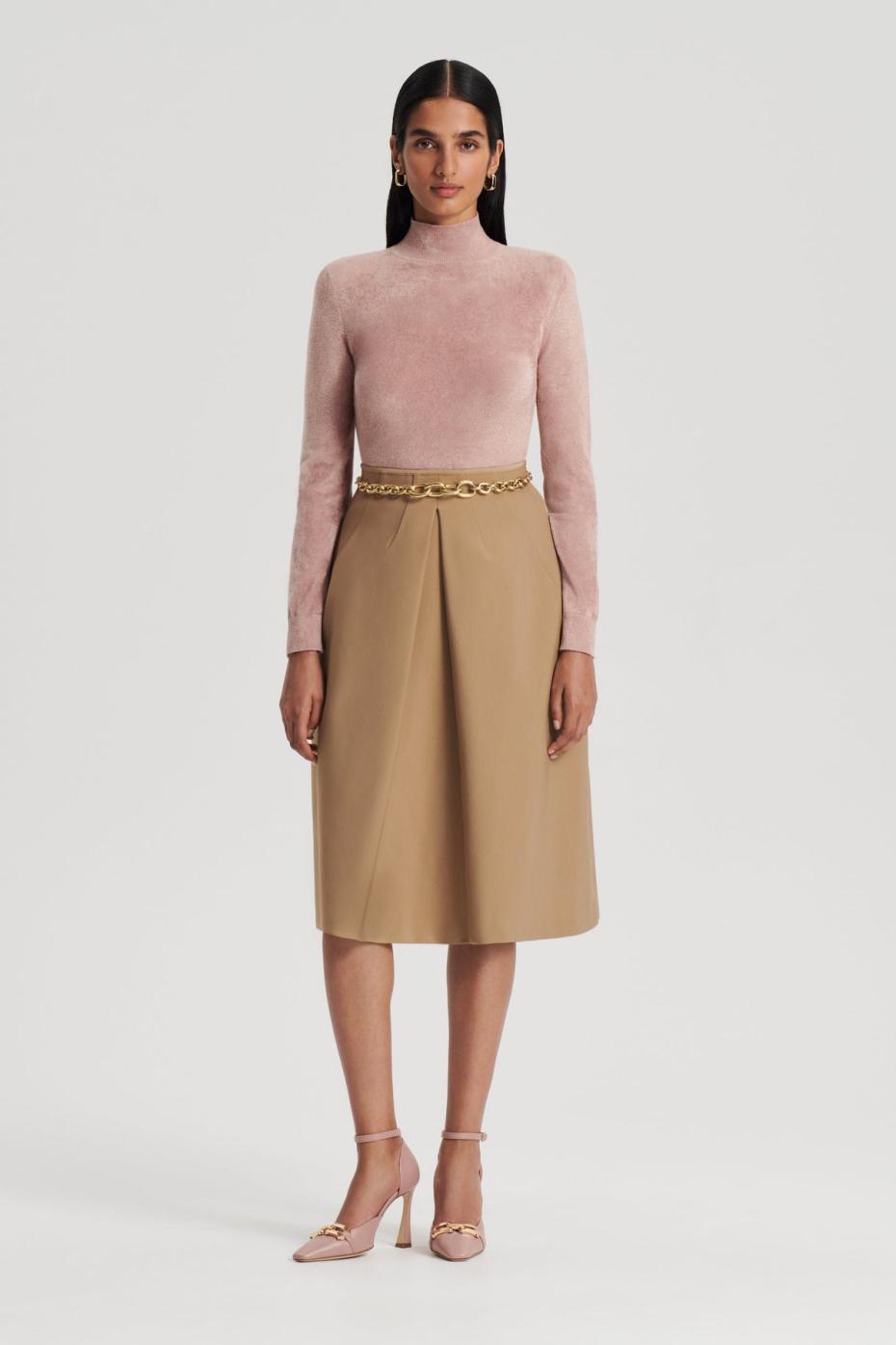 Tops | Women Scanlan Theodore VELVET SHOULDER PAD SWEATER Nude