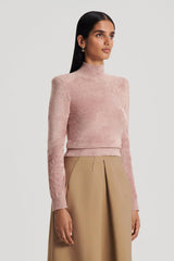 Tops | Women Scanlan Theodore VELVET SHOULDER PAD SWEATER Nude