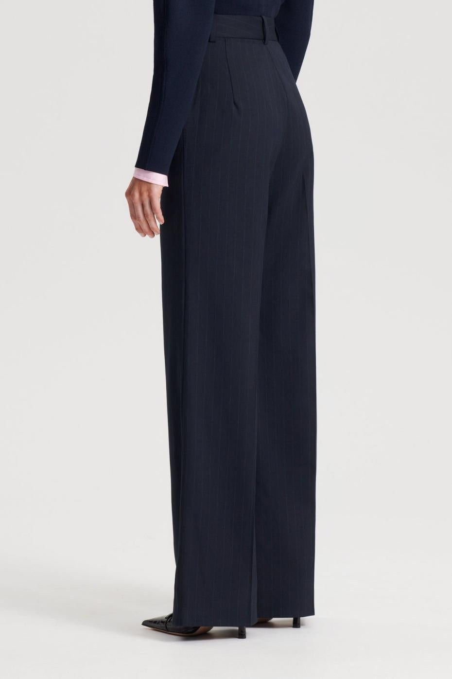 Trousers | Women Scanlan Theodore CHALK STRIPE TAILORED TROUSER Navy