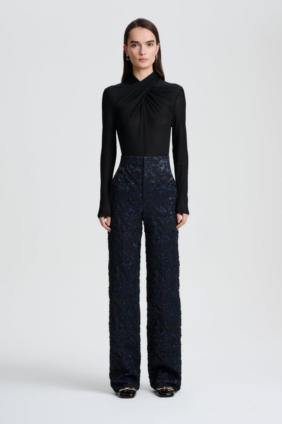 Trousers | Women Scanlan Theodore FRENCH JACQUARD TROUSER Black