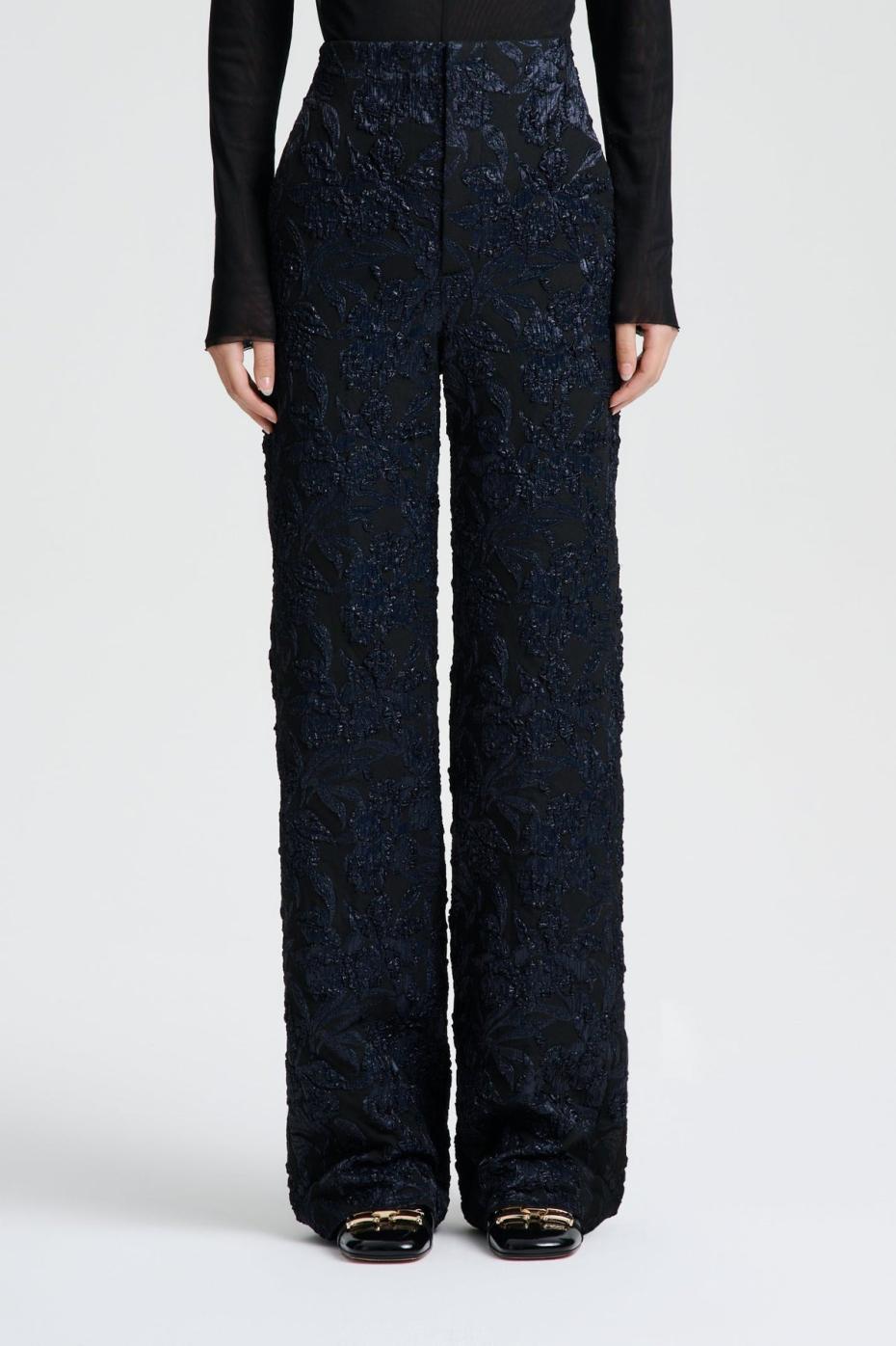 Trousers | Women Scanlan Theodore FRENCH JACQUARD TROUSER Black