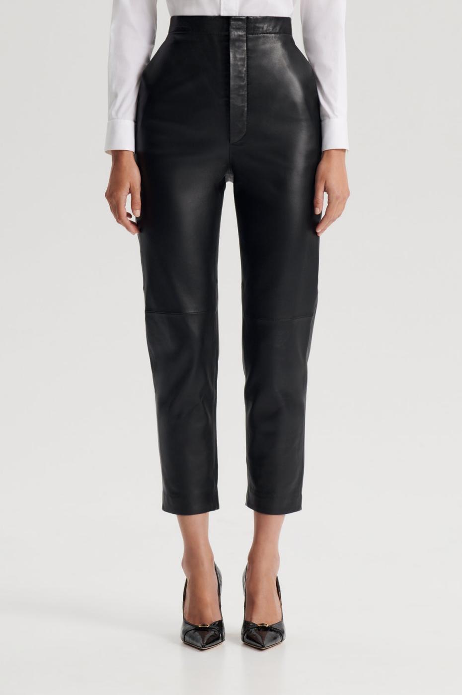 Trousers | Women Scanlan Theodore LEATHER SLIM CROP TROUSER Black