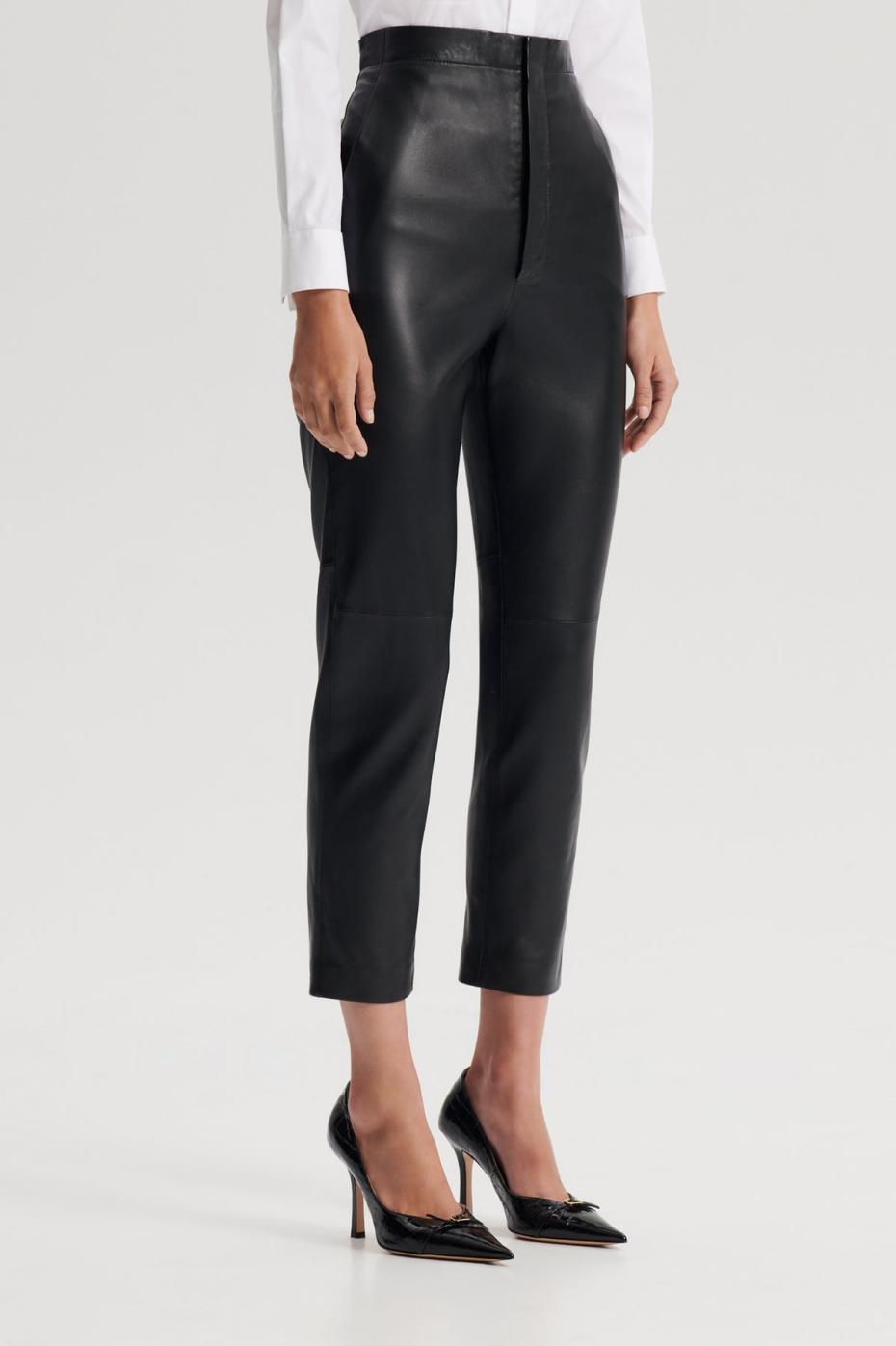 Trousers | Women Scanlan Theodore LEATHER SLIM CROP TROUSER Black