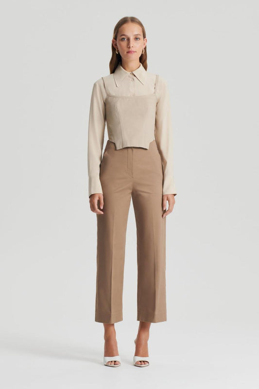 Trousers | Women Scanlan Theodore SATEEN CROPPED WIDE LEG TROUSER Dark.camel