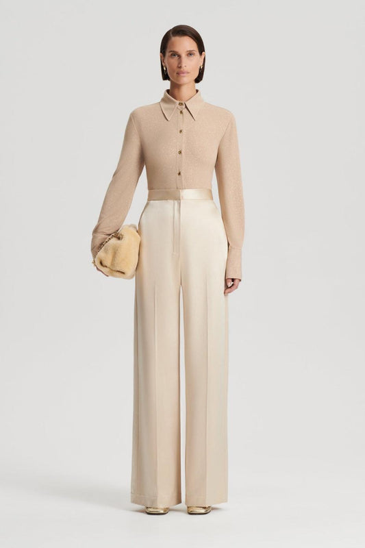 Trousers | Women Scanlan Theodore SATIN DRAPE LEG TROUSER Gold