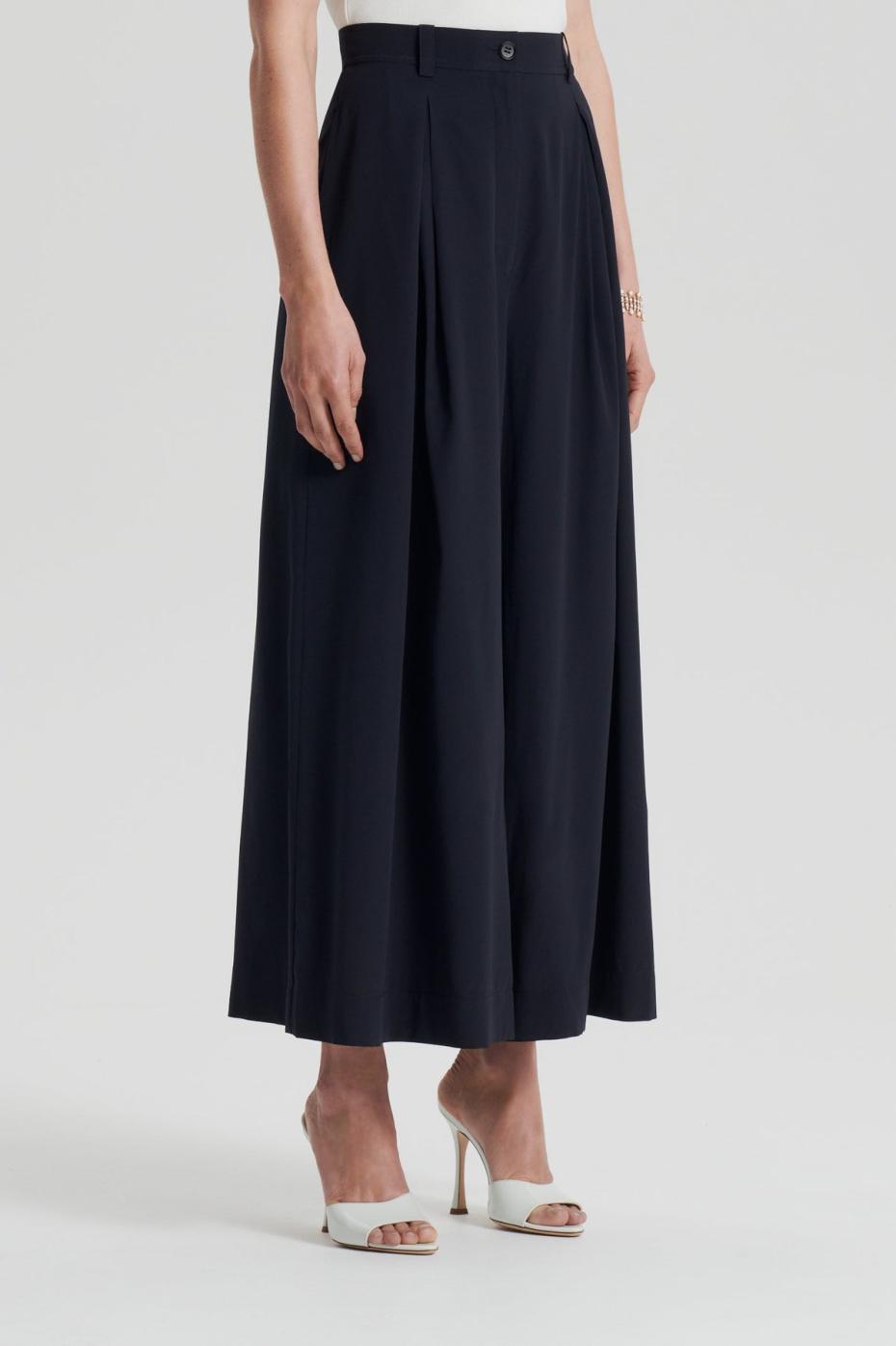 Trousers | Women Scanlan Theodore SILK CROP TROUSER Navy