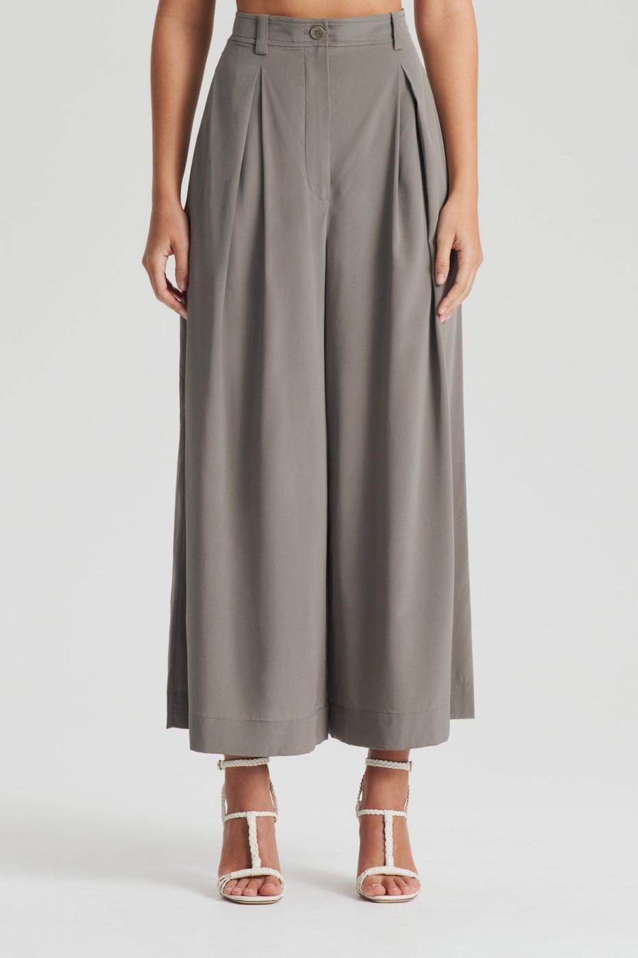Trousers | Women Scanlan Theodore SILK CROP TROUSER Taupe