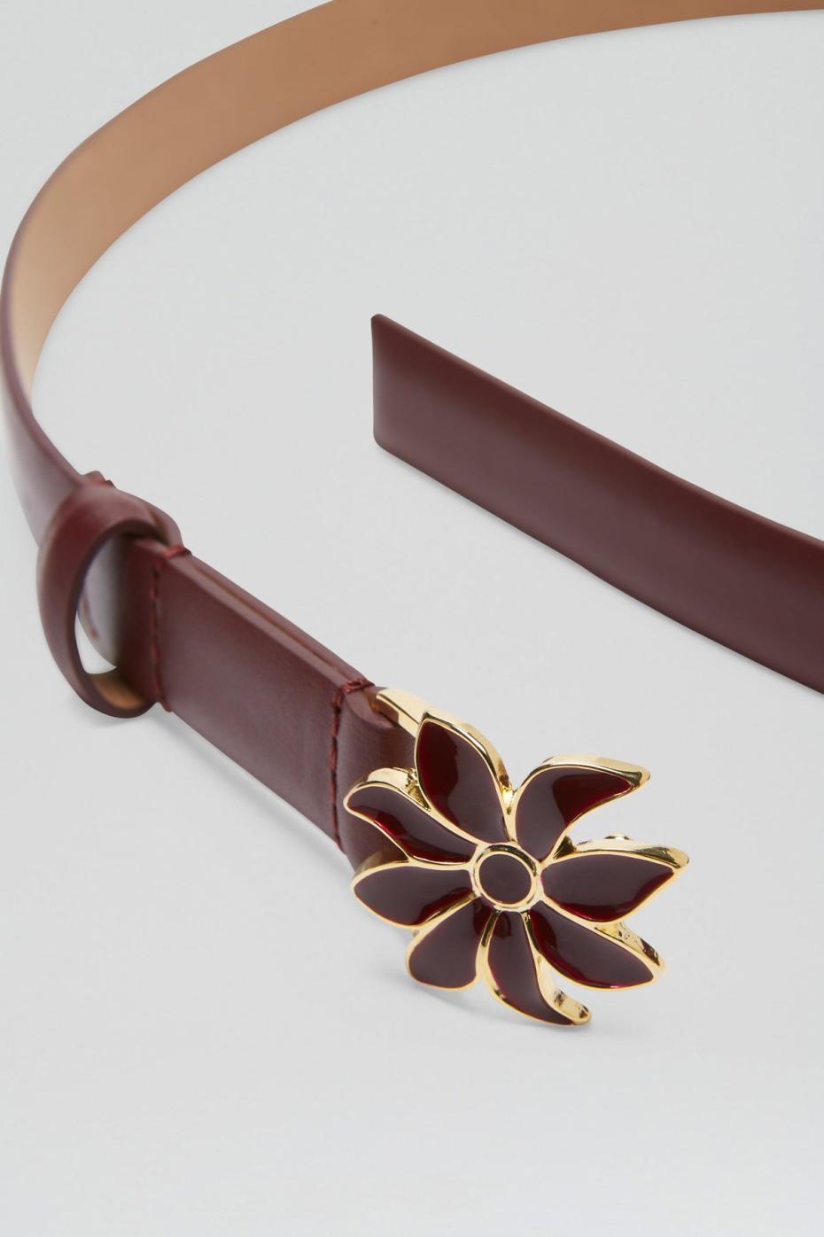 Belts | Women Scanlan Theodore FLOWER BUCKLE BELT 2 Burgundy