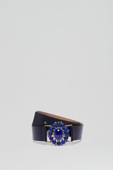 Belts | Women Scanlan Theodore ITALIAN OVAL JEWELED BELT 3.5 Navy
