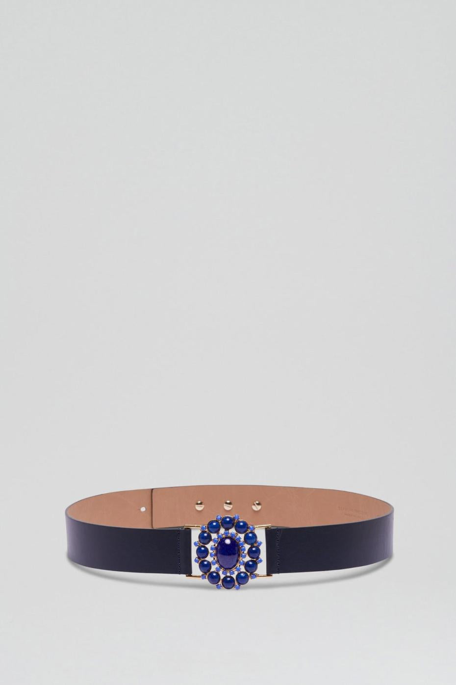 Belts | Women Scanlan Theodore ITALIAN OVAL JEWELED BELT 3.5 Navy