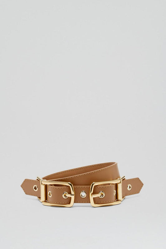 Belts | Women Scanlan Theodore TWIN SADDLE BUCKLE BELT 2.5 Camel