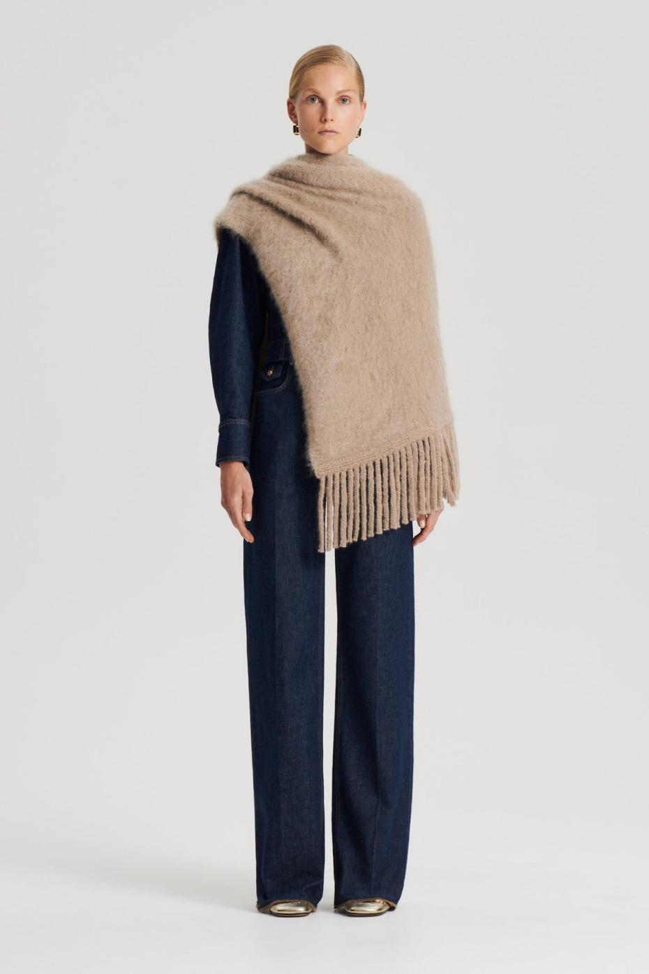 Capes | Women Scanlan Theodore BRUSHED FRINGED CAPE Nougat
