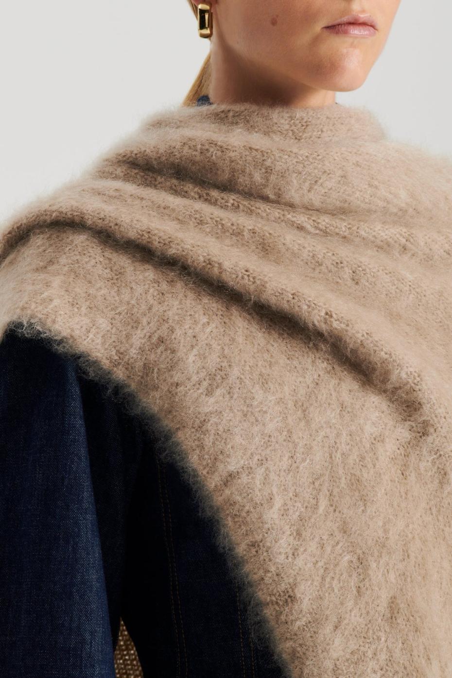 Capes | Women Scanlan Theodore BRUSHED FRINGED CAPE Nougat