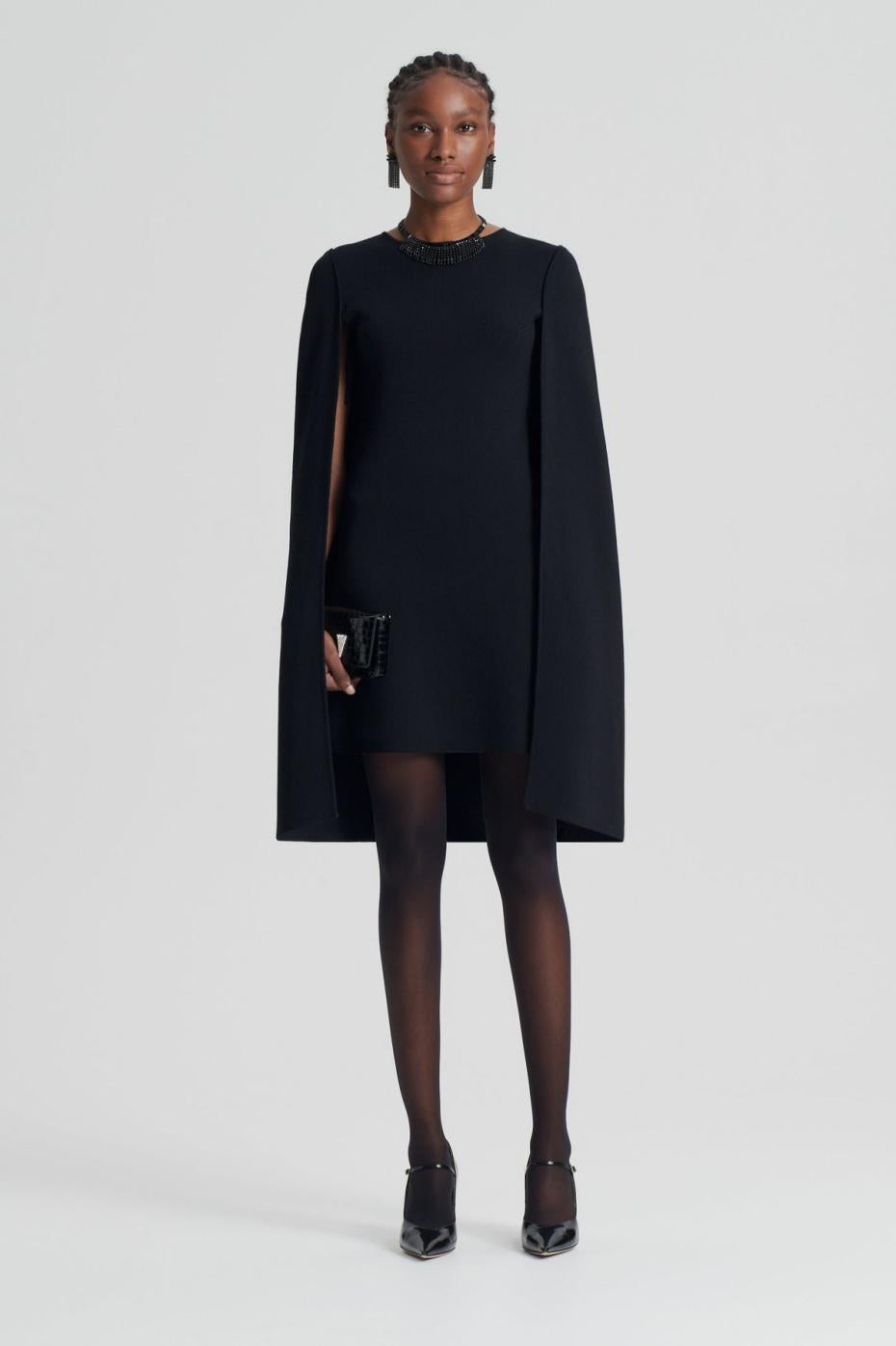 Capes | Women Scanlan Theodore CREPE KNIT CAPE DRESS Black