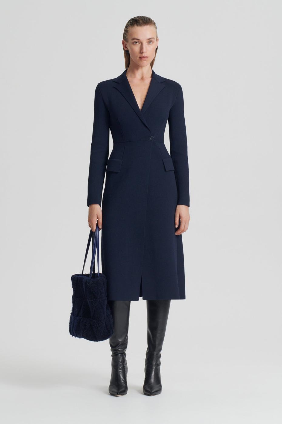 Coats | Women Scanlan Theodore CREPE KNIT TAILORED COAT Navy