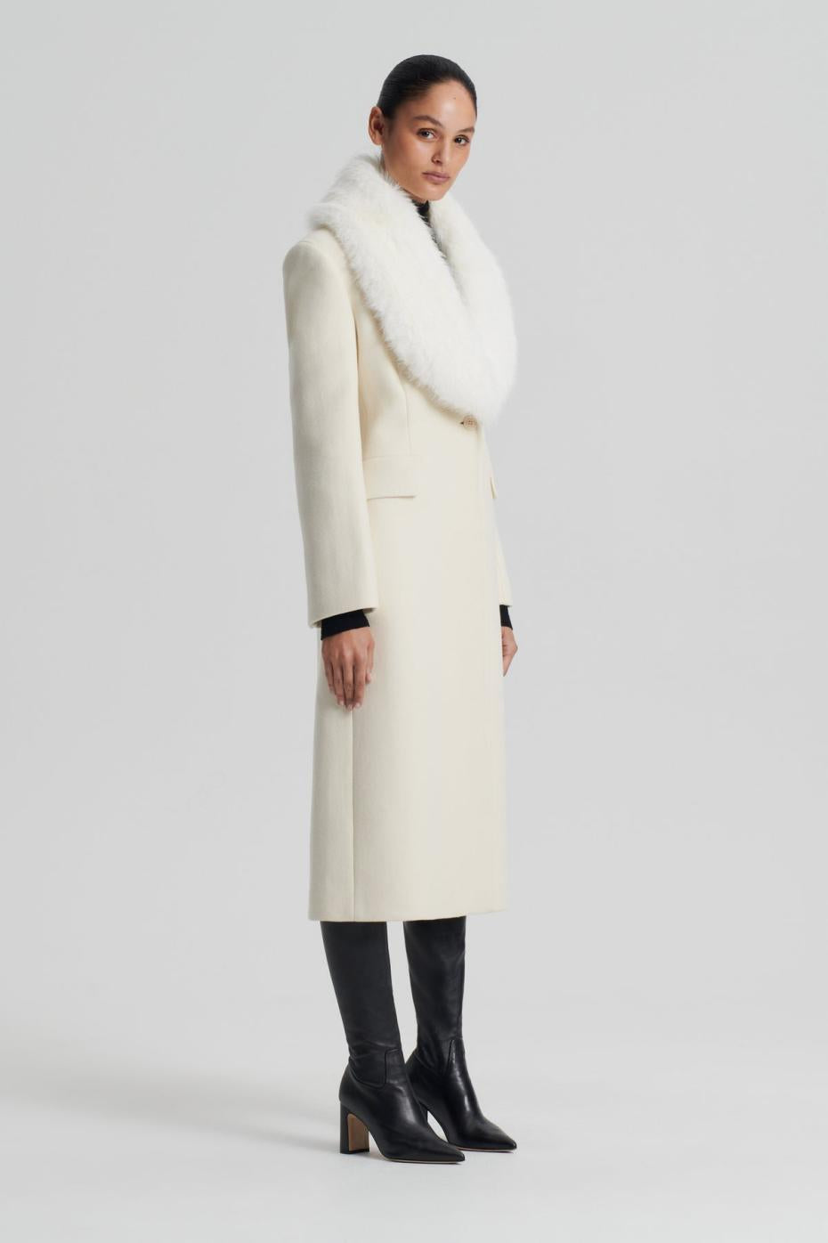 Coats | Women Scanlan Theodore FAUX FUR COLLAR COAT Creme